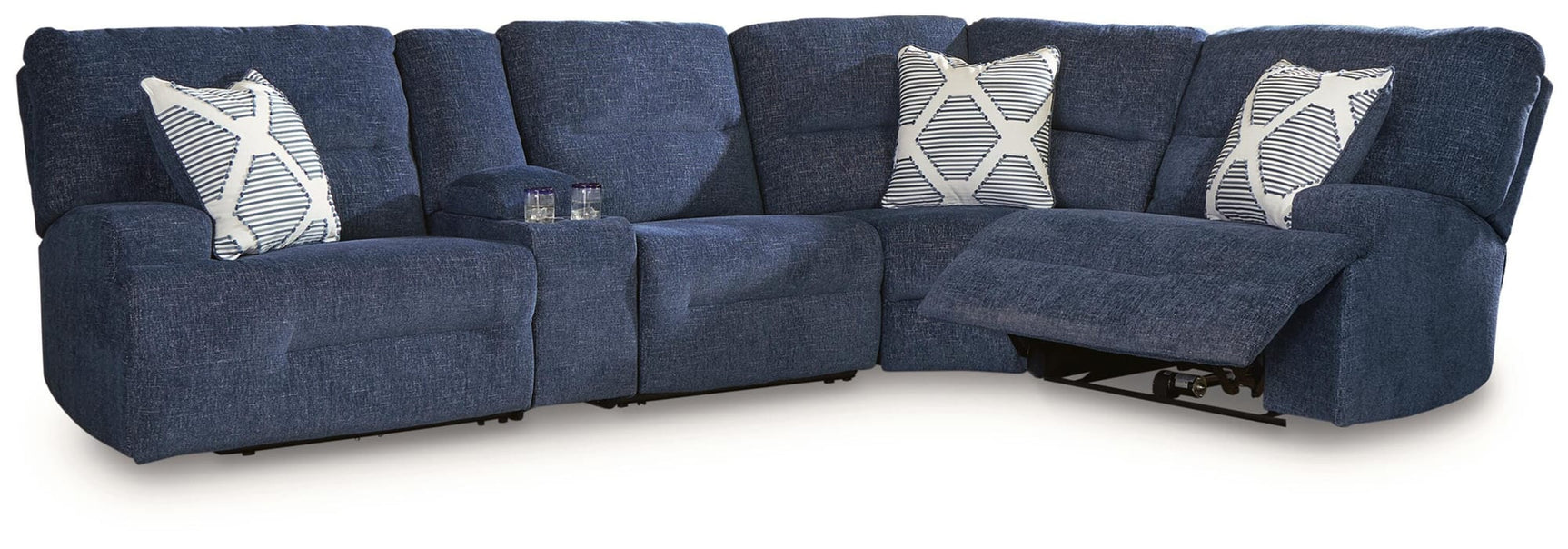 Acklen Place Navy 5-Piece Power Reclining Sectional with Storage Console view 4