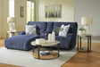 Acklen Place Navy Performance Fabric,Next-Gen Nuvella™ 3-Piece Power Reclining Sectional Sofa with Chaise from Decor Furniture