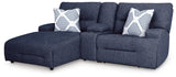 Acklen Place Navy Performance Fabric,Next-Gen Nuvella™ 3-Piece Power Reclining Sectional Sofa with Chaise angled view