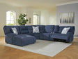 Acklen Place Navy Performance Fabric,Next-Gen Nuvella™ 6-Piece Power Reclining Sectional with Chaise view 3
