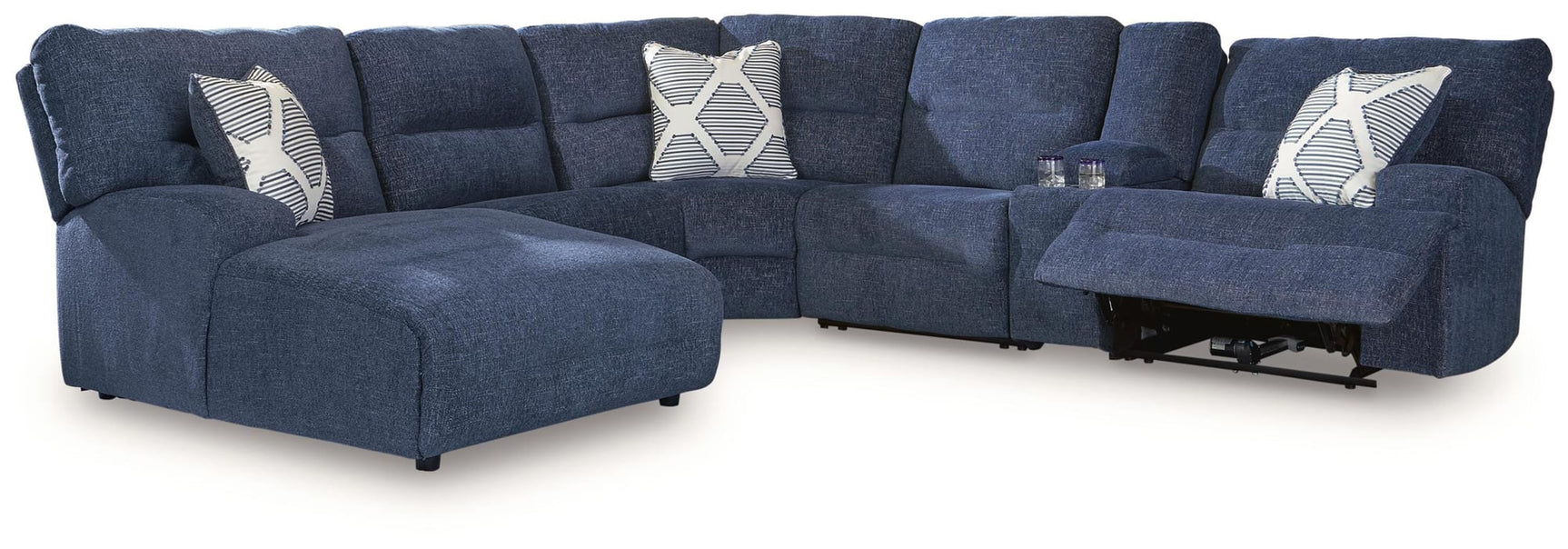 Acklen Place Navy Performance Fabric,Next-Gen Nuvella™ 6-Piece Power Reclining Sectional with Chaise view 4