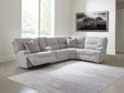 Acklen Place Pewter 5-Piece Power Reclining Sectional with Storage Console from Decor Furniture