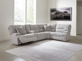 Acklen Place Pewter 5-Piece Power Reclining Sectional with Storage Console from Decor Furniture