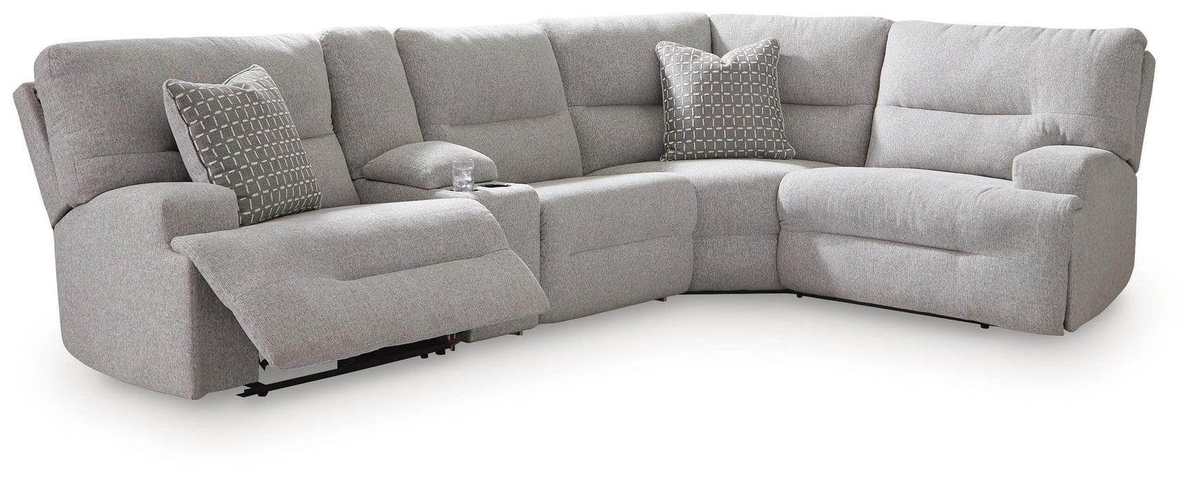 Acklen Place Pewter 5-Piece Power Reclining Sectional with Storage Console view 2