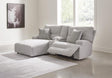 Acklen Place Pewter Performance Fabric,Next-Gen Nuvella™ 3-Piece Power Reclining Sectional Sofa with Chaise from Decor Furniture