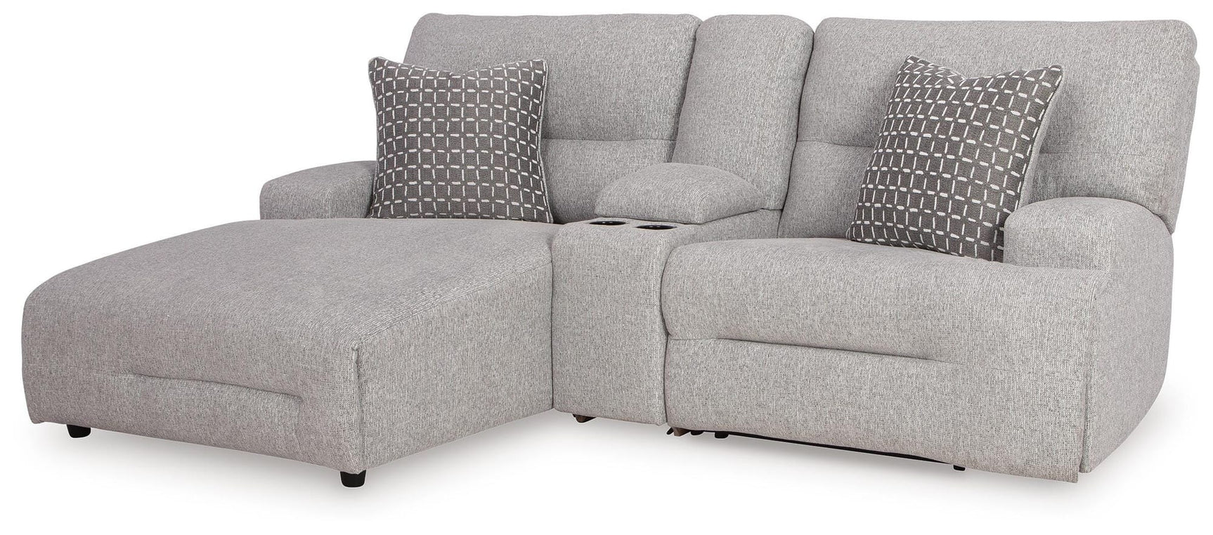 Acklen Place Pewter Performance Fabric,Next-Gen Nuvella™ 3-Piece Power Reclining Sectional Sofa with Chaise angled view