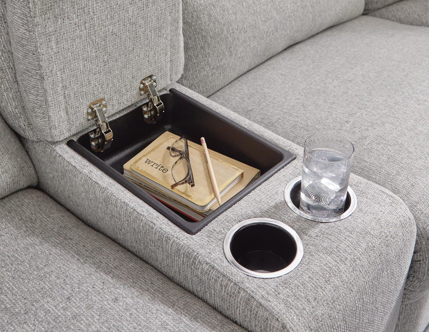 Acklen Place Pewter Performance Fabric,Next-Gen Nuvella™ 3-Piece Power Reclining Sectional Sofa with Chaise detail view