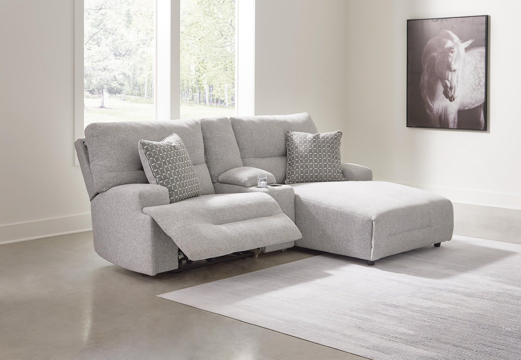Acklen Place Pewter Performance Fabric,Next-Gen Nuvella™ 3-Piece Power Reclining Sectional Sofa with Chaise - image 1