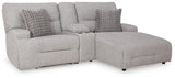 Acklen Place Pewter Performance Fabric,Next-Gen Nuvella™ 3-Piece Power Reclining Sectional Sofa with Chaise - image 2