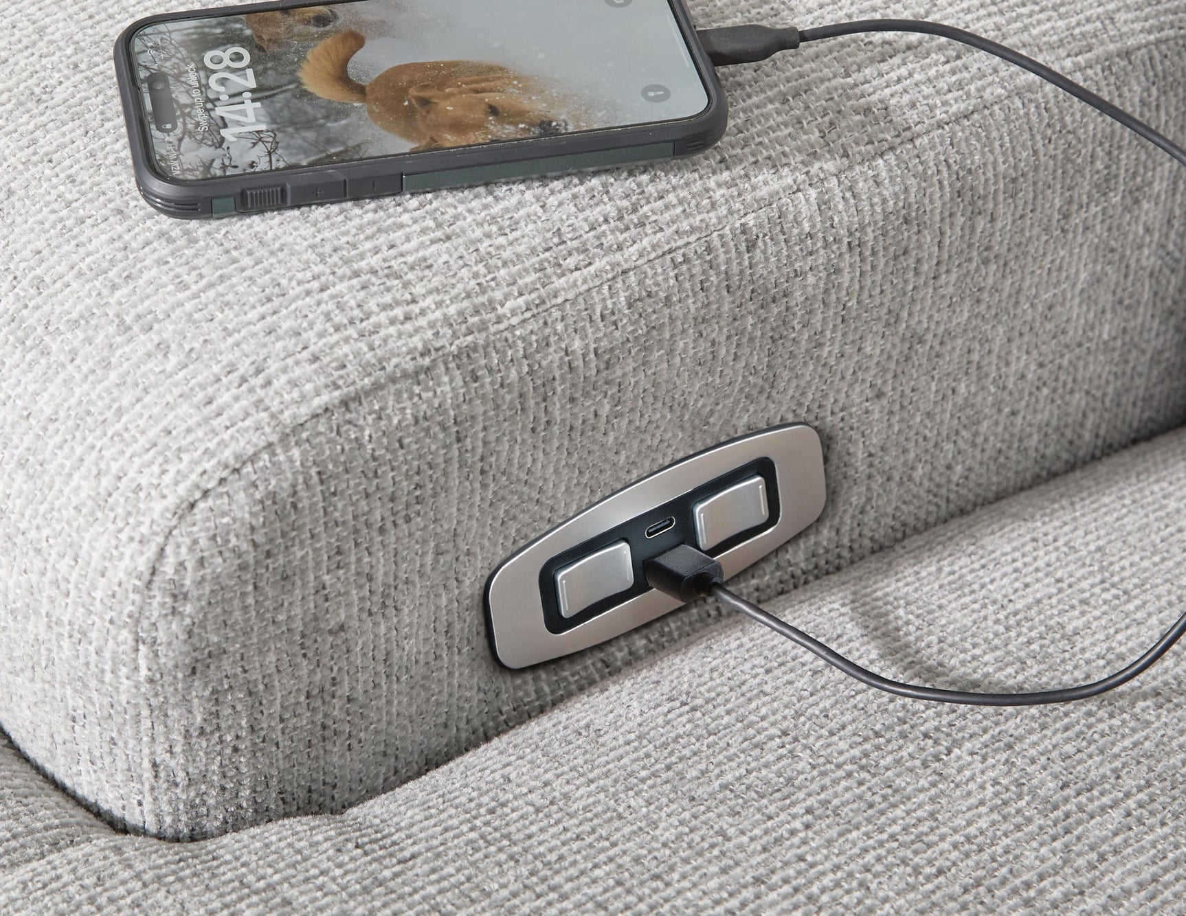 Acklen Place Pewter Performance Fabric,Next-Gen Nuvella™ 3-Piece Power Reclining Sectional Sofa with Chaise - image 8