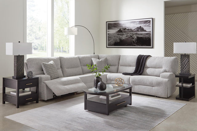 Acklen Place Pewter Performance Fabric,Next-Gen Nuvella™ 5-Piece Power Reclining Sectional - image 1