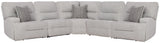 Acklen Place Pewter Performance Fabric,Next-Gen Nuvella™ 5-Piece Power Reclining Sectional - image 2