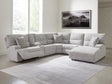 Acklen Place Pewter Performance Fabric,Next-Gen Nuvella™ 6-Piece Power Reclining Sectional with Chaise from Decor Furniture