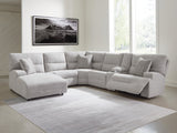 Acklen Place Pewter Performance Fabric,Next-Gen Nuvella™ 6-Piece Power Reclining Sectional with Chaise - image 1