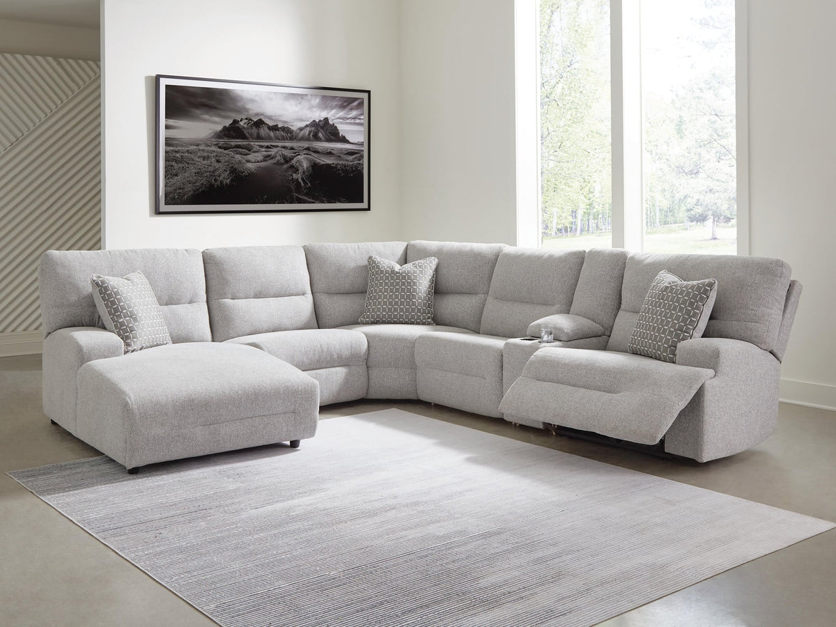 Acklen Place Pewter Performance Fabric,Next-Gen Nuvella™ 6-Piece Power Reclining Sectional with Chaise - image 1