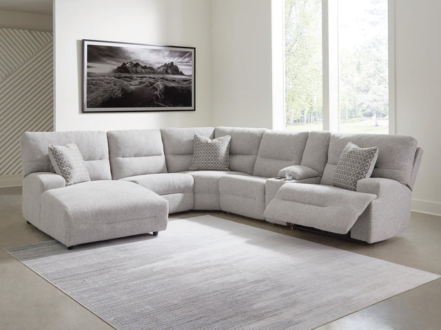 Acklen Place Pewter Performance Fabric,Next-Gen Nuvella™ 6-Piece Power Reclining Sectional with Chaise - image 1