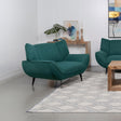 Acton teal blue upholstered flared arm chair side view