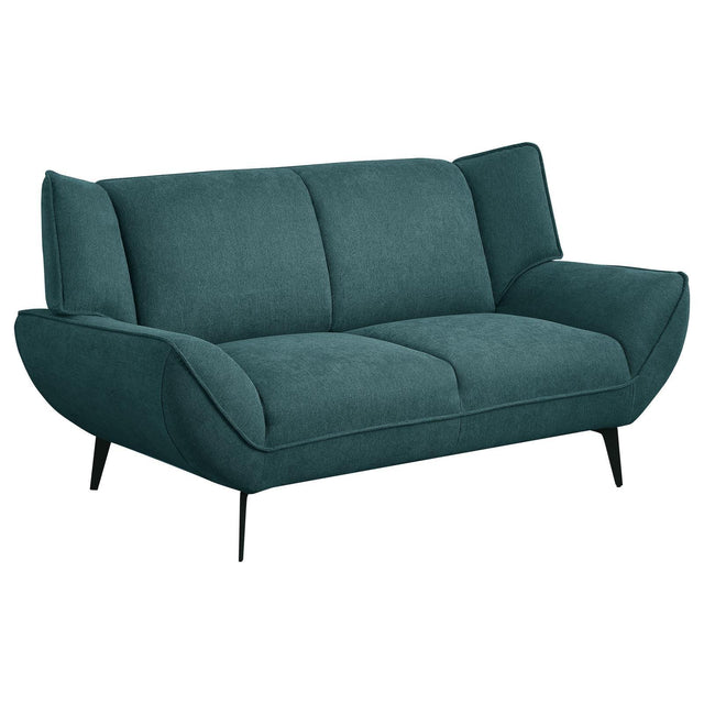 Acton Upholstered Flared Arm Loveseat Teal Blue 511162 - Ella Furniture