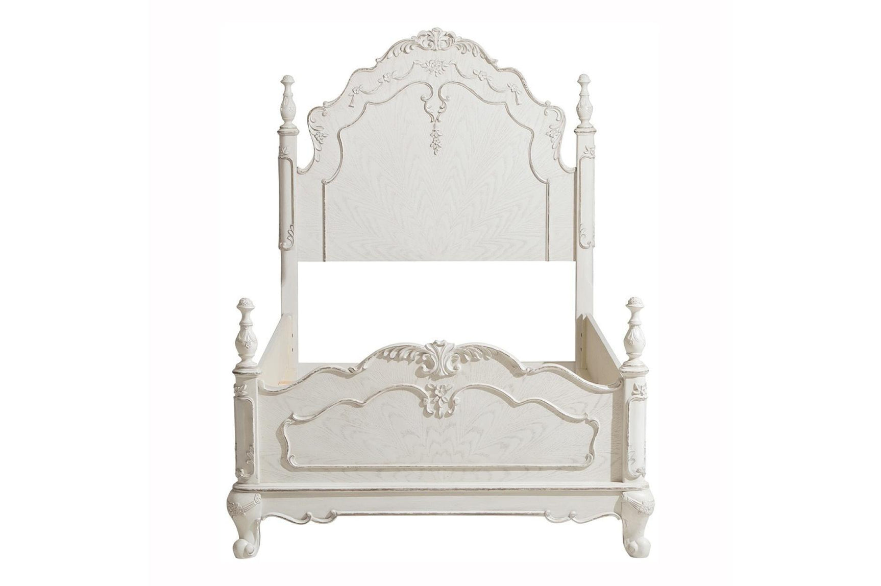 Cinderella Antique White Youth Panel Bedroom Set - Close-up of floral hardware