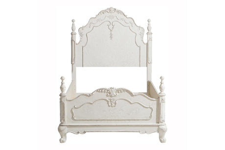 Cinderella Antique White Youth Panel Bedroom Set - Close-up of floral hardware