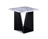 Close-up of faux marble top on Adea coffee table