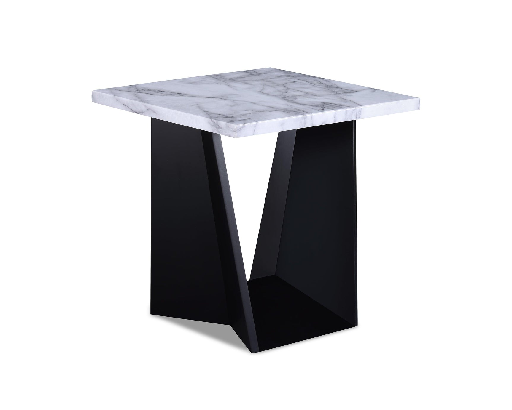 Close-up of faux marble top on Adea coffee table