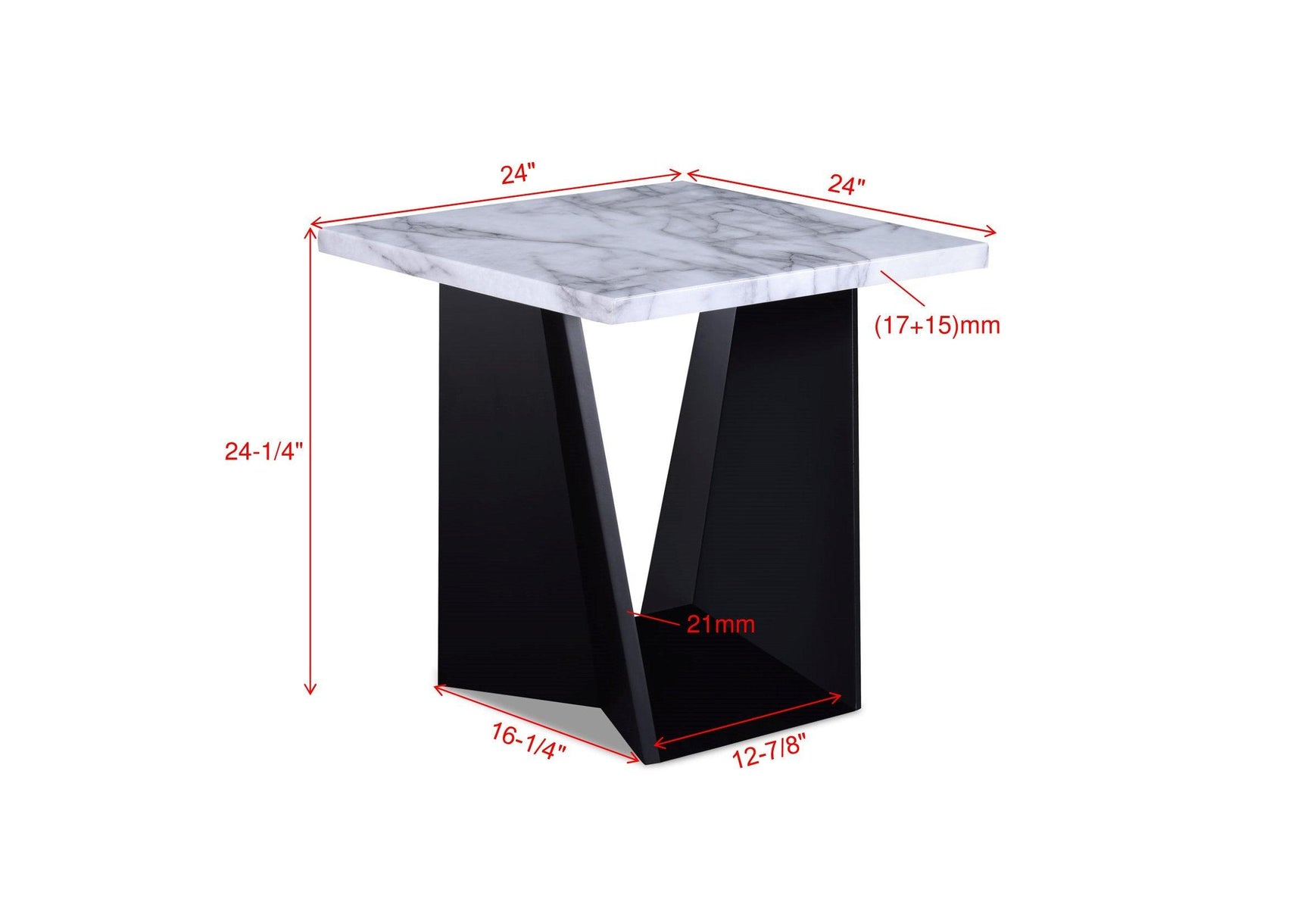 Top view of Adea black and white coffee table set