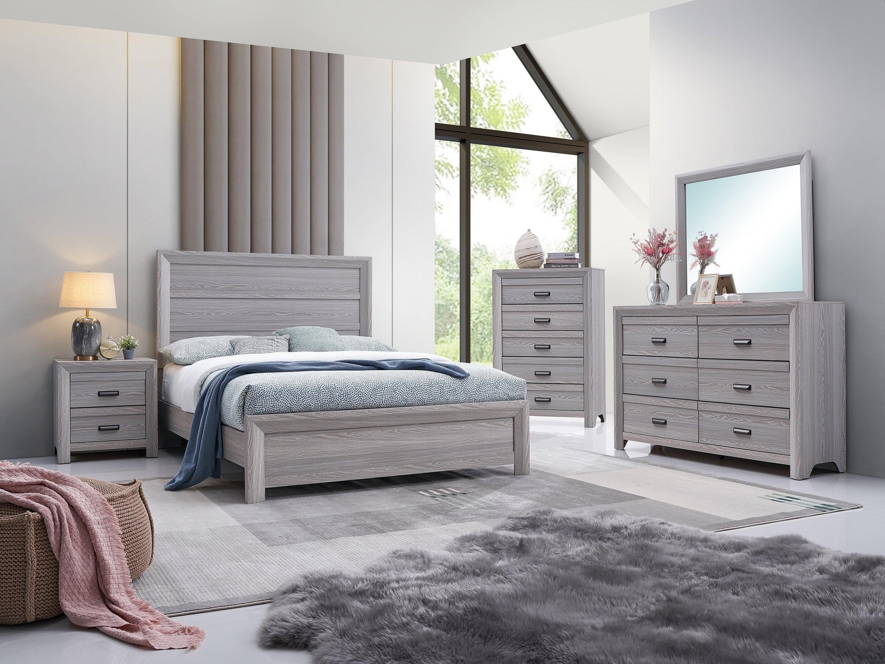 Adelaide Drift Wood Modern Contemporary Solid Wood And Veneers Queen Bed - Ella Furniture