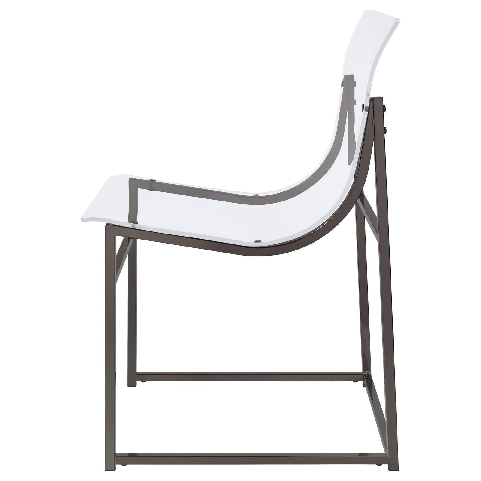 Detail of chair legs with plastic glides on Adino Acrylic Dining Side Chair