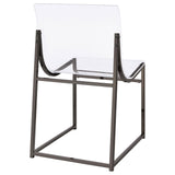 Black nickel metal frame detail on Adino Acrylic Dining Chair
