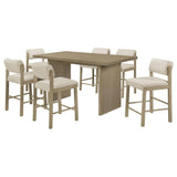 Decker 7-Piece 70-Inch Rectangular Counter Height Dining Set Cream and Natural Oak — product image 2