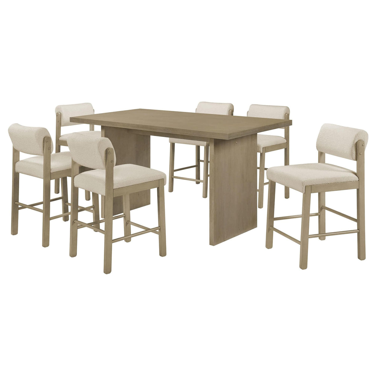 Decker 7-Piece 70-Inch Rectangular Counter Height Dining Set Cream and Natural Oak — product image 2