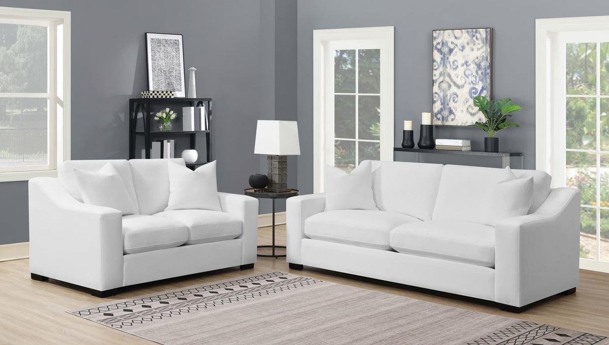 Ashlyn Upholstered Sloped Arm Loveseat White — product image 12