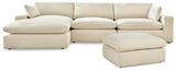 Elyza Linen 3-Piece Sectional with Ottoman — product image 2