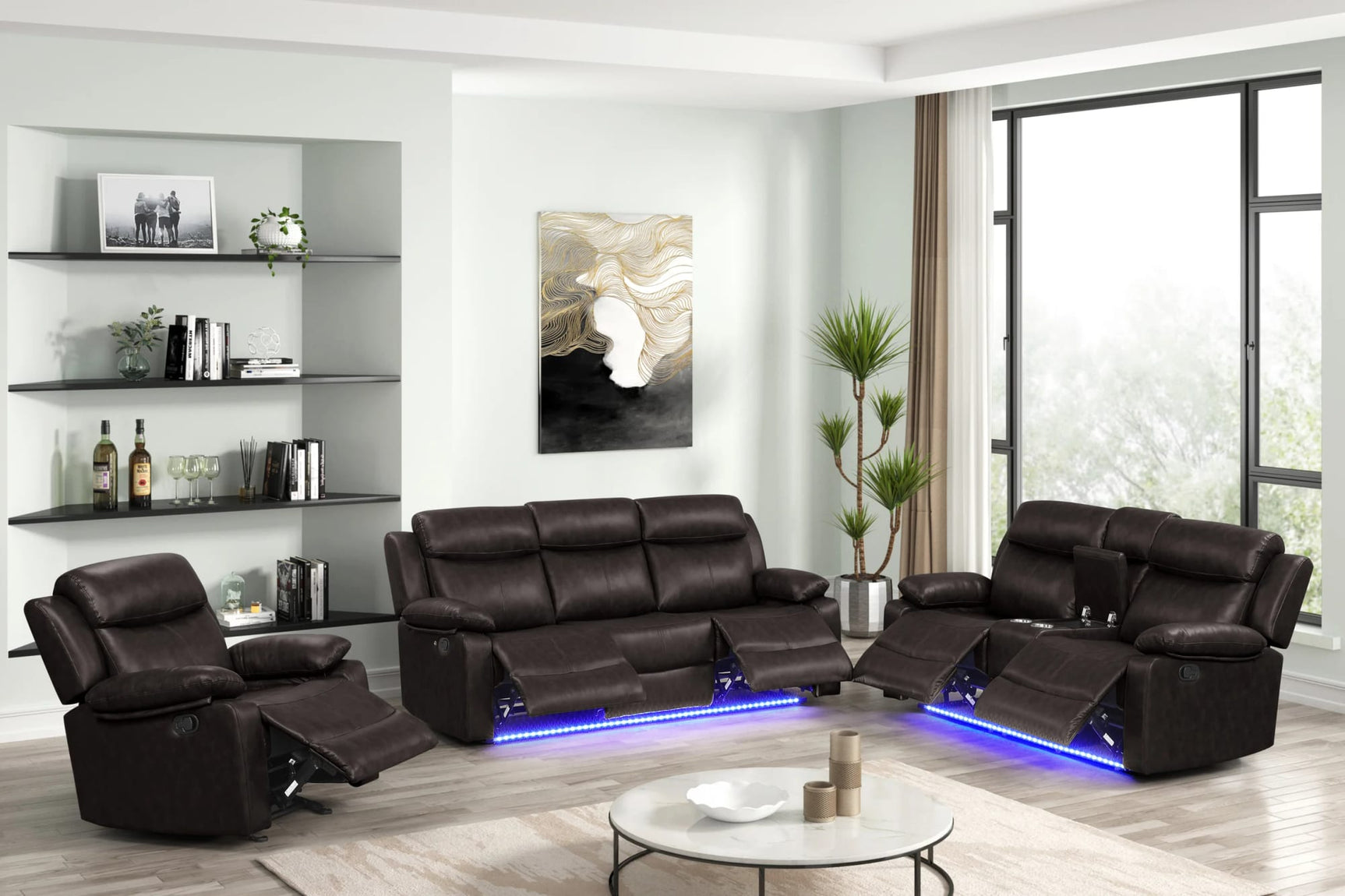 Aiden Brown 3-Piece Reclining Set from Decor Furniture