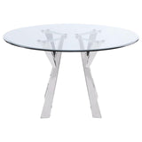 Close-up of chrome geometric metal base
