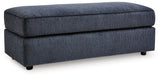 Albar Place cobalt oversized ottoman side angle