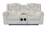Alexa white faux leather loveseat power recliner side angle