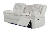 Alexa white faux leather power recliner angled side view