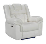 Alexa 3-piece set with LED and Bluetooth speakers in white faux leather