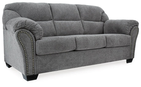 Front angle of Allmaxx Pewter Sofa and Loveseat set