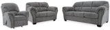 Allmaxx Pewter sofa and loveseat angled view
