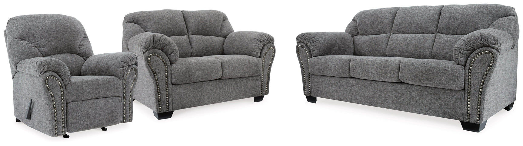 Allmaxx Pewter sofa and loveseat angled view