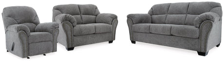 Allmaxx Pewter sofa and loveseat angled view
