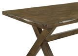 Detail view of wood grain and chair upholstery