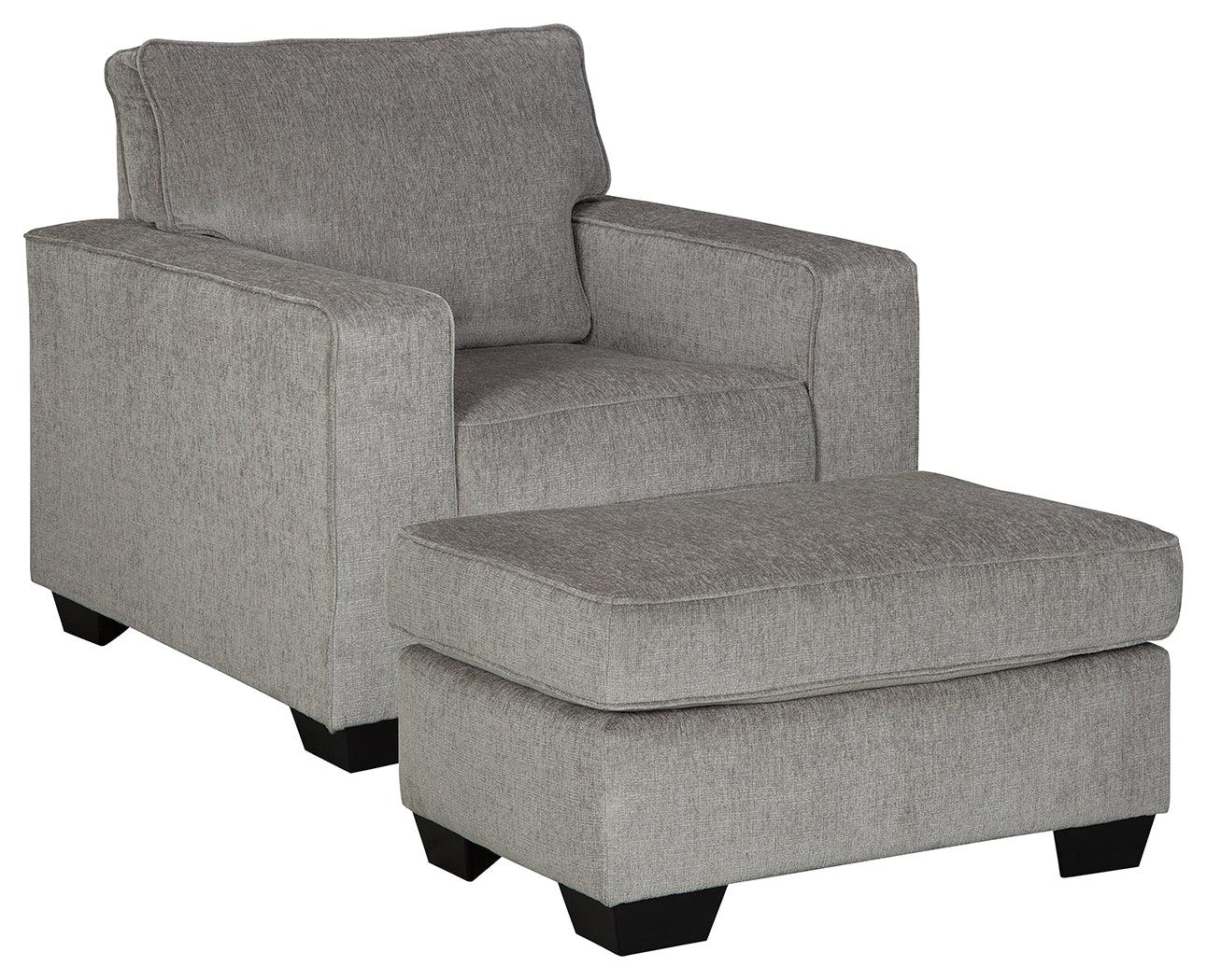 Altari Alloy Chair front and ottoman side view