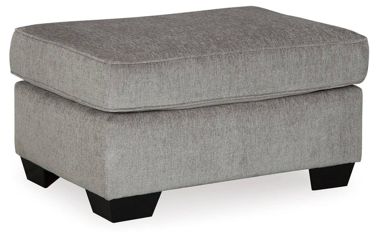 Close-up of alloy-colored polyester upholstery