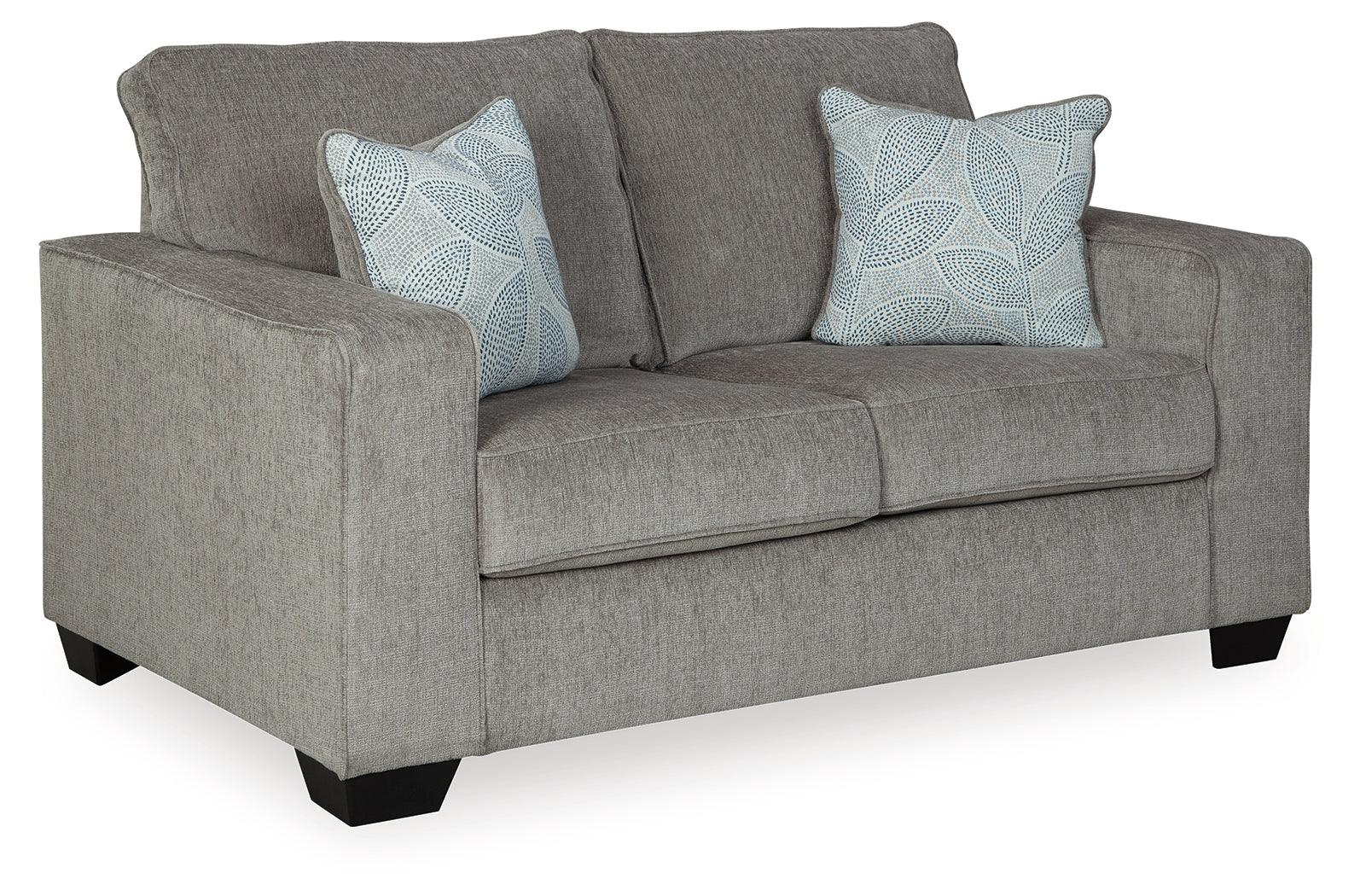 Side angle of Altari Alloy Loveseat showing design