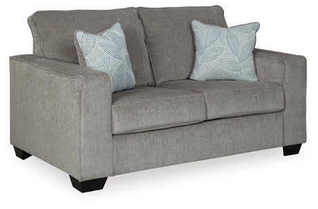 Side angle of Altari Alloy Loveseat showing design