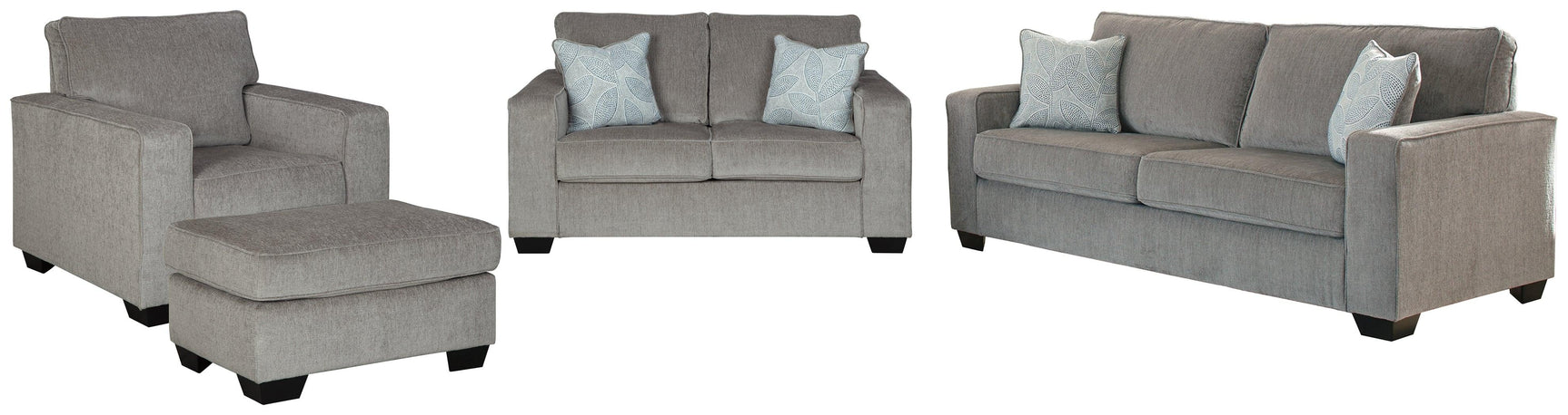 Side view of Altari Alloy loveseats and chair